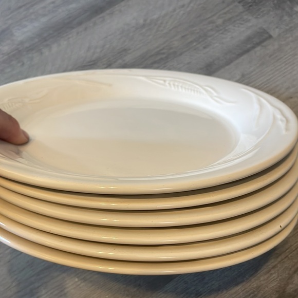 POTTERY BANK Dansk WHEAT Sage Embossed Wheat Dinner Plates Portugal 11" 6 Pcs!! - Picture 2 of 5